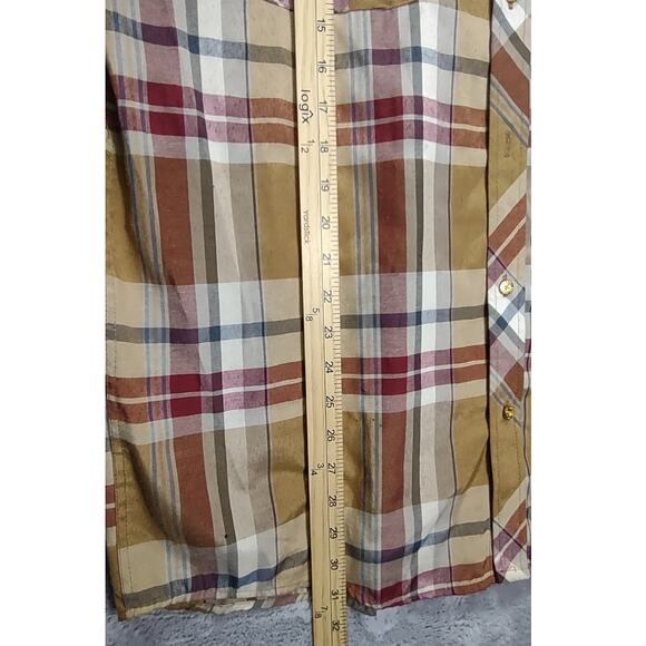 Red Ape Mens Plaid Button Down Gold Buttons Long Sleeve Dress Shirt Size 2XL MCM - Picture 4 of 11